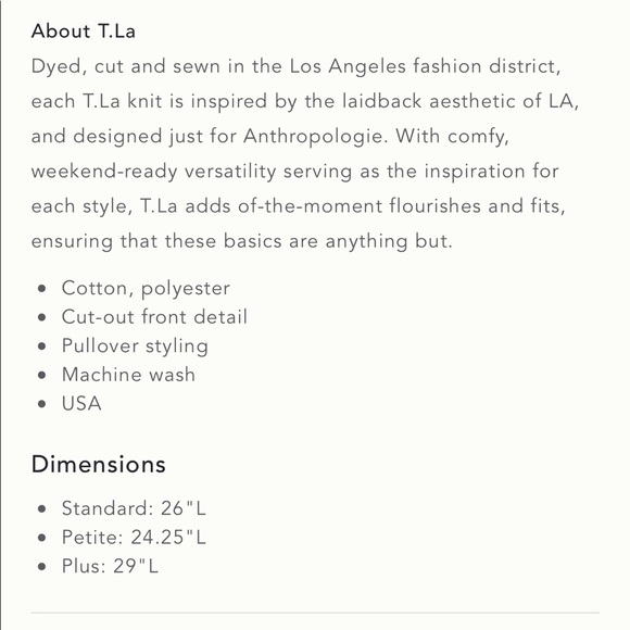 Anthro T.La Nadia Cut-out waffle tunic size M - Picture 5 of 9